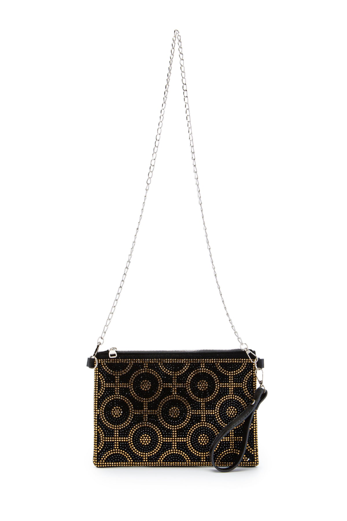 Taş Detaylı Clutch Kadın Abiye Çanta Rexie Halka Gold