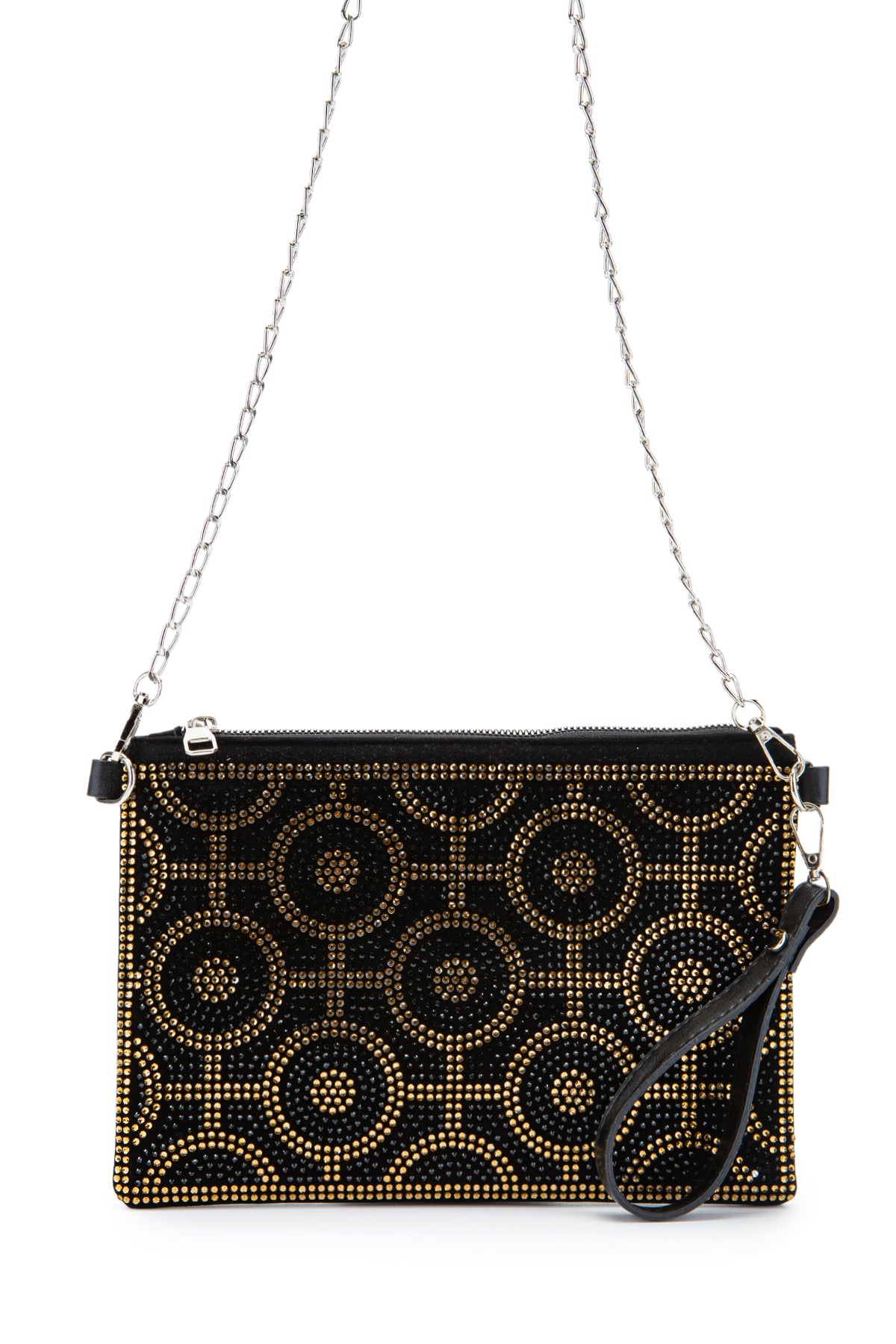 Taş Detaylı Clutch Kadın Abiye Çanta Rexie Halka Gold