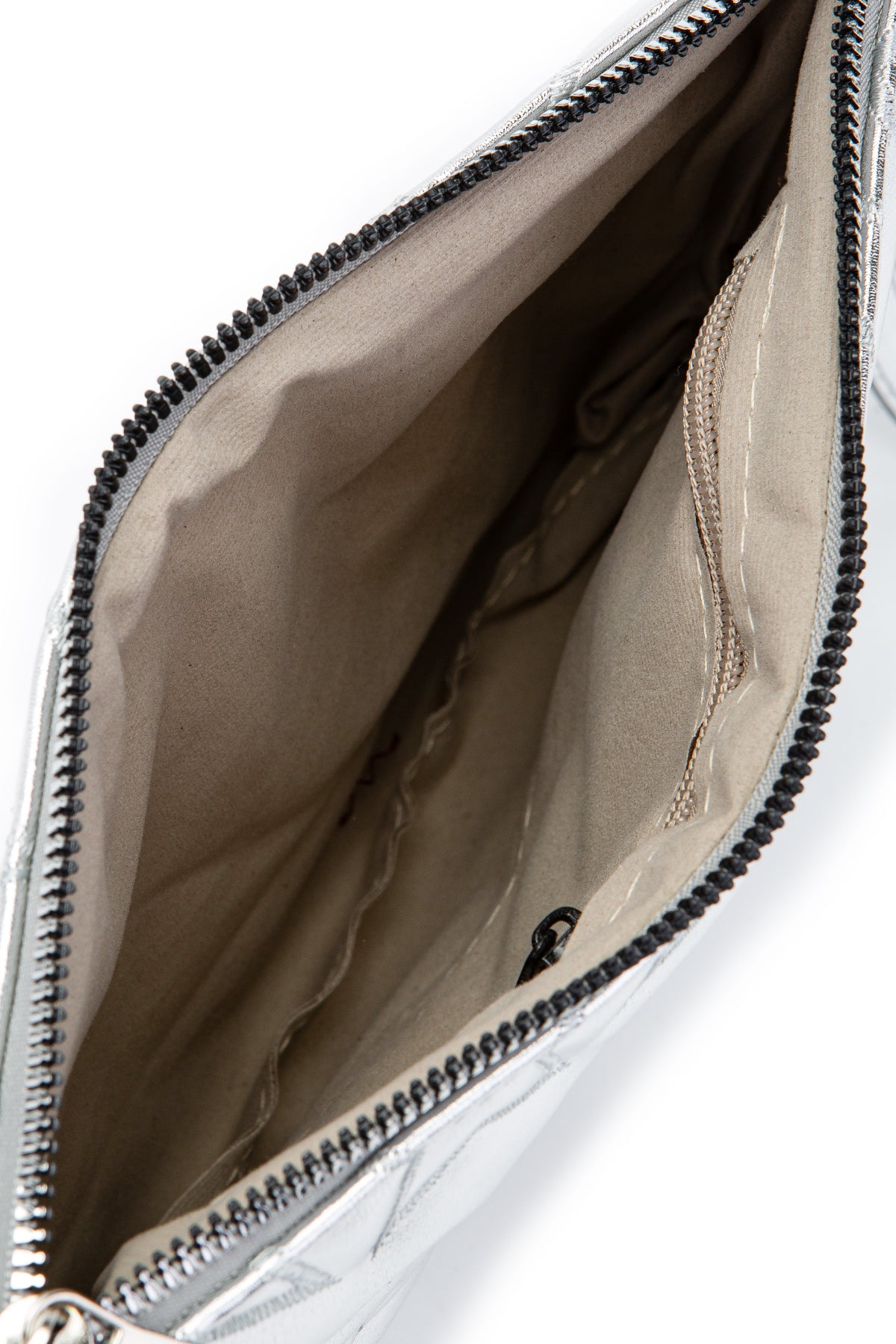 Dikişli Clutch Star Suni Deri Kadın Yıldız Çapraz Çanta Gümüş Rugan