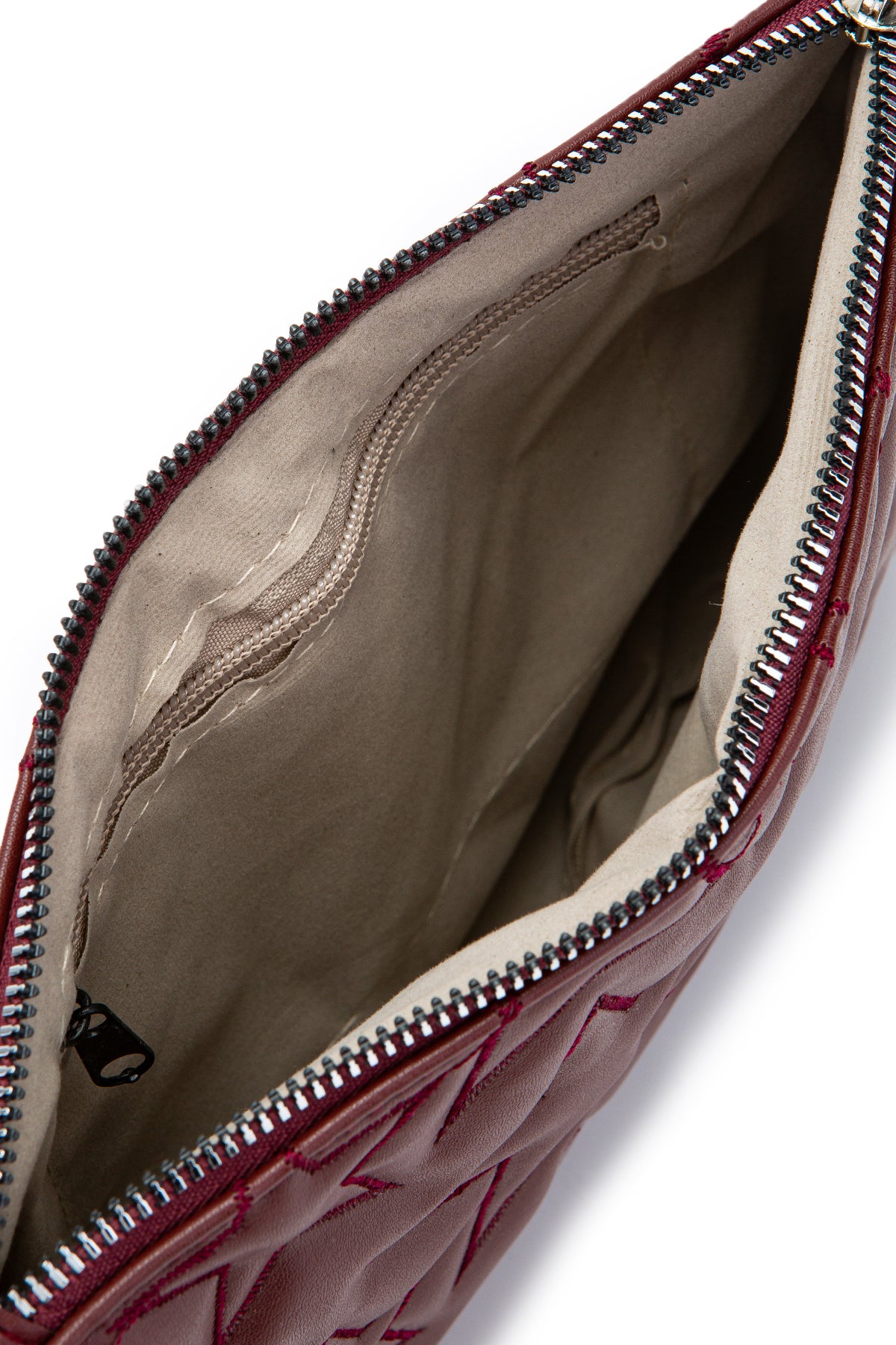 Dikişli Clutch Star Suni Deri Kadın Yıldız Çapraz Çanta Bordo