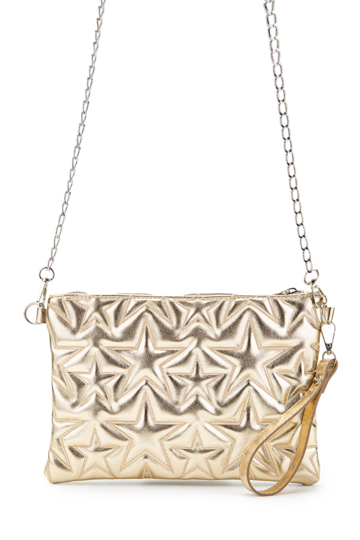 Yıldız Dikişli Clutch Star Kadın Çanta Gold Rugan