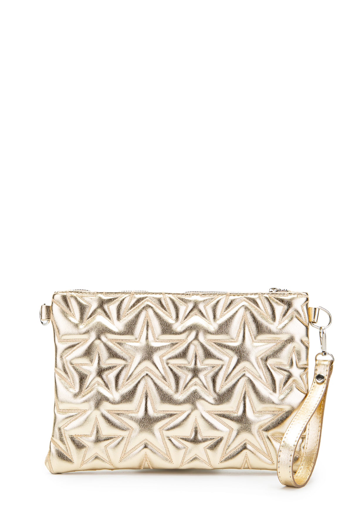 Yıldız Dikişli Clutch Star Kadın Çanta Gold Rugan