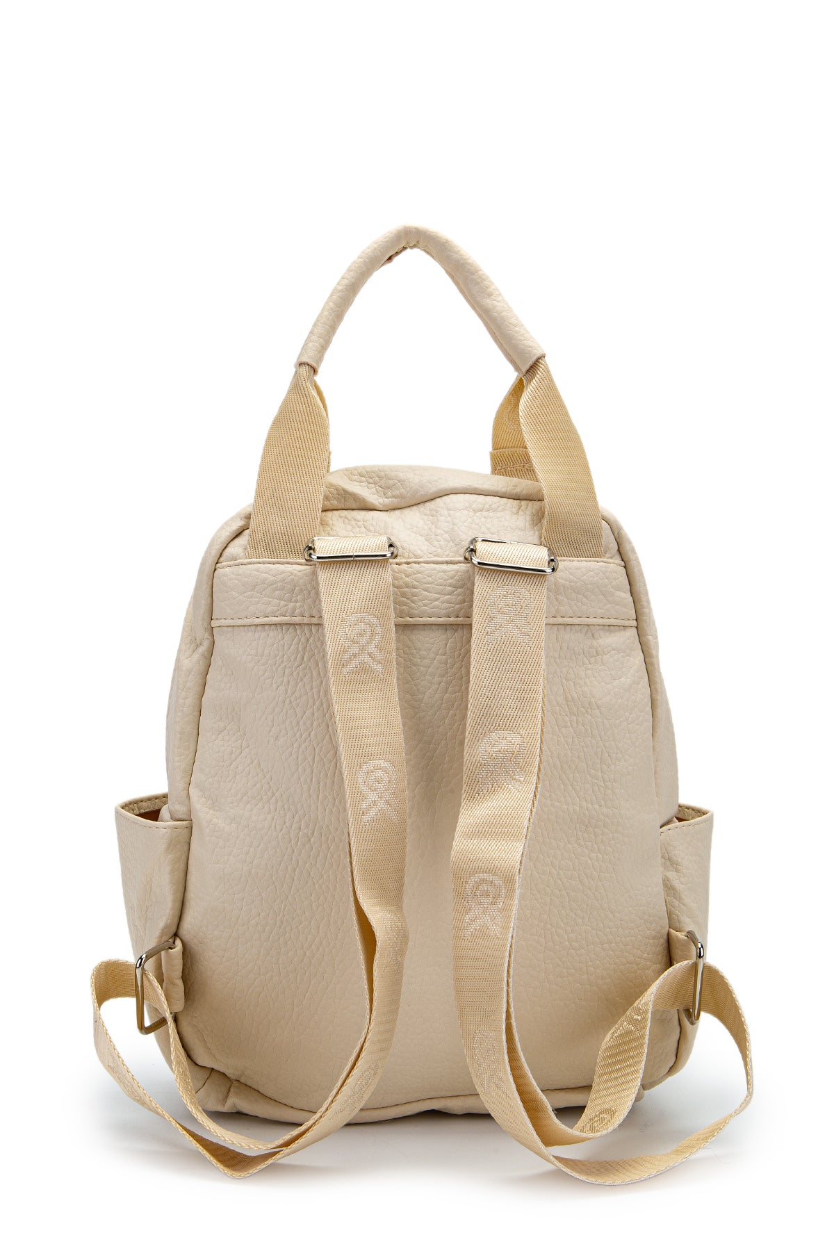 Çok Gözlü Suni Deri Bucky Sırt Çantası Krem