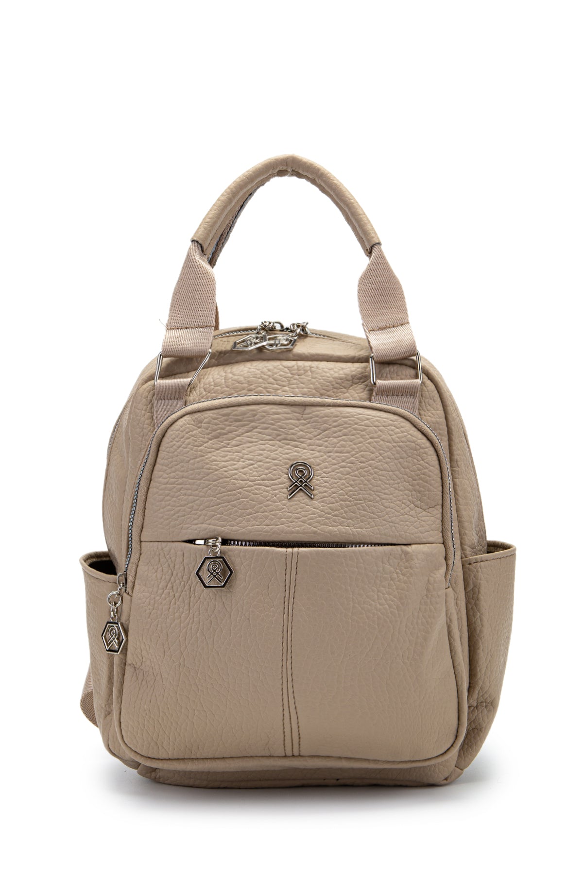 Çok Gözlü Suni Deri Bucky Sırt Çantası Vizon