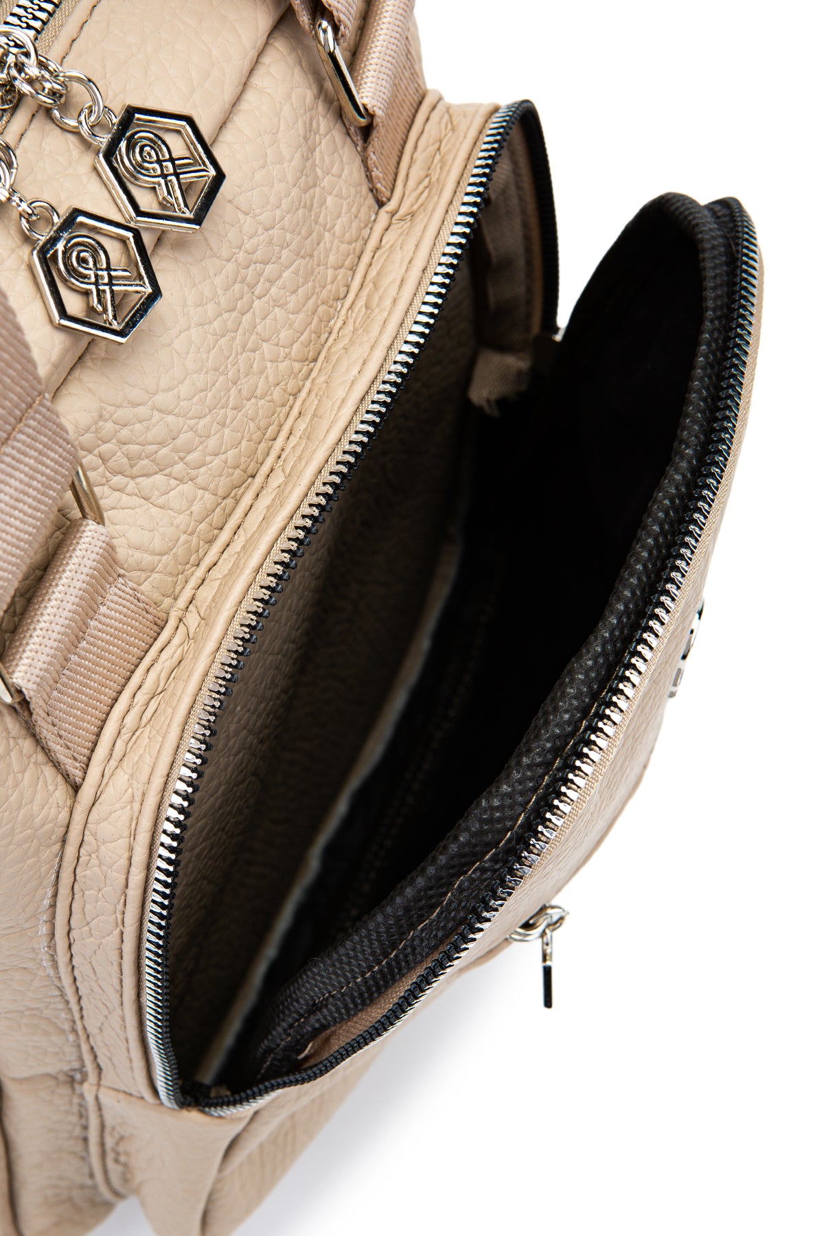 Çok Gözlü Suni Deri Bucky Sırt Çantası Vizon