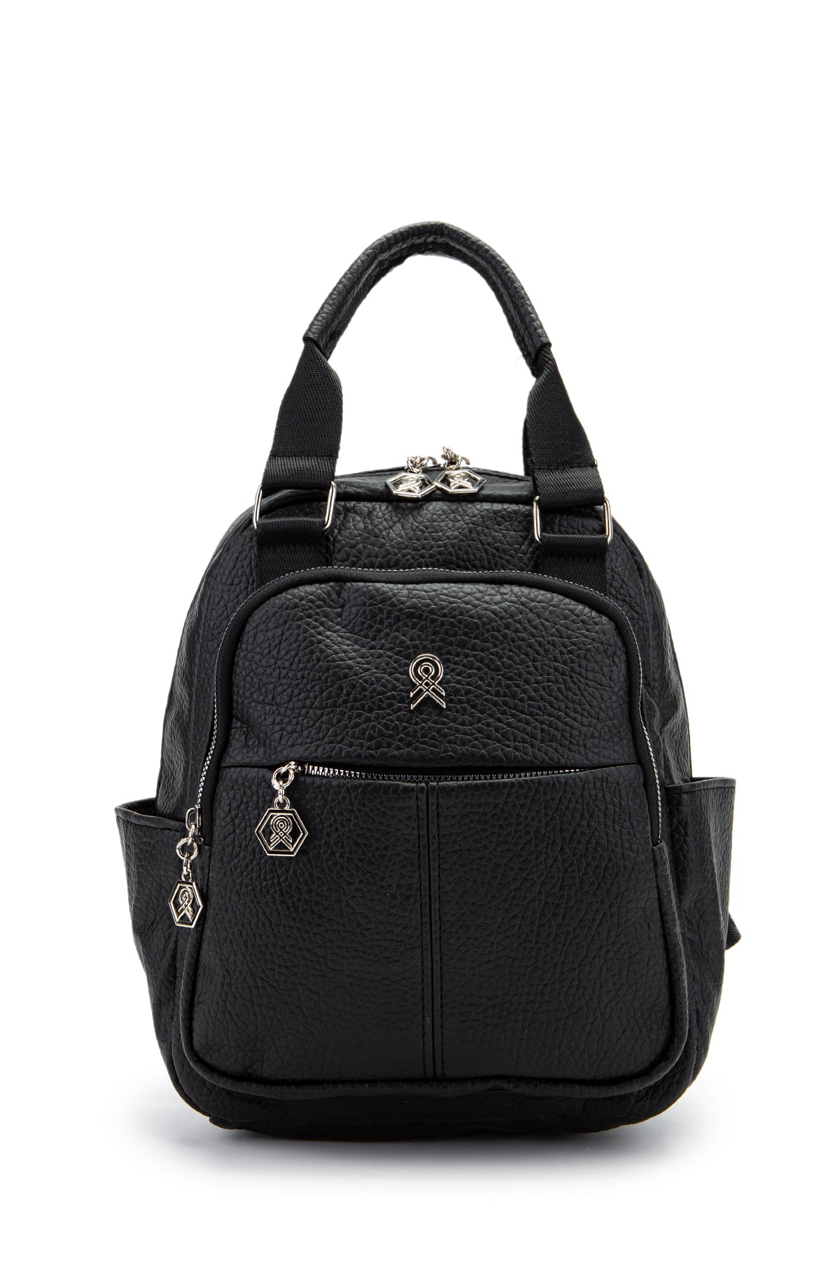 Çok Gözlü Suni Deri Bucky Sırt Çantası Siyah