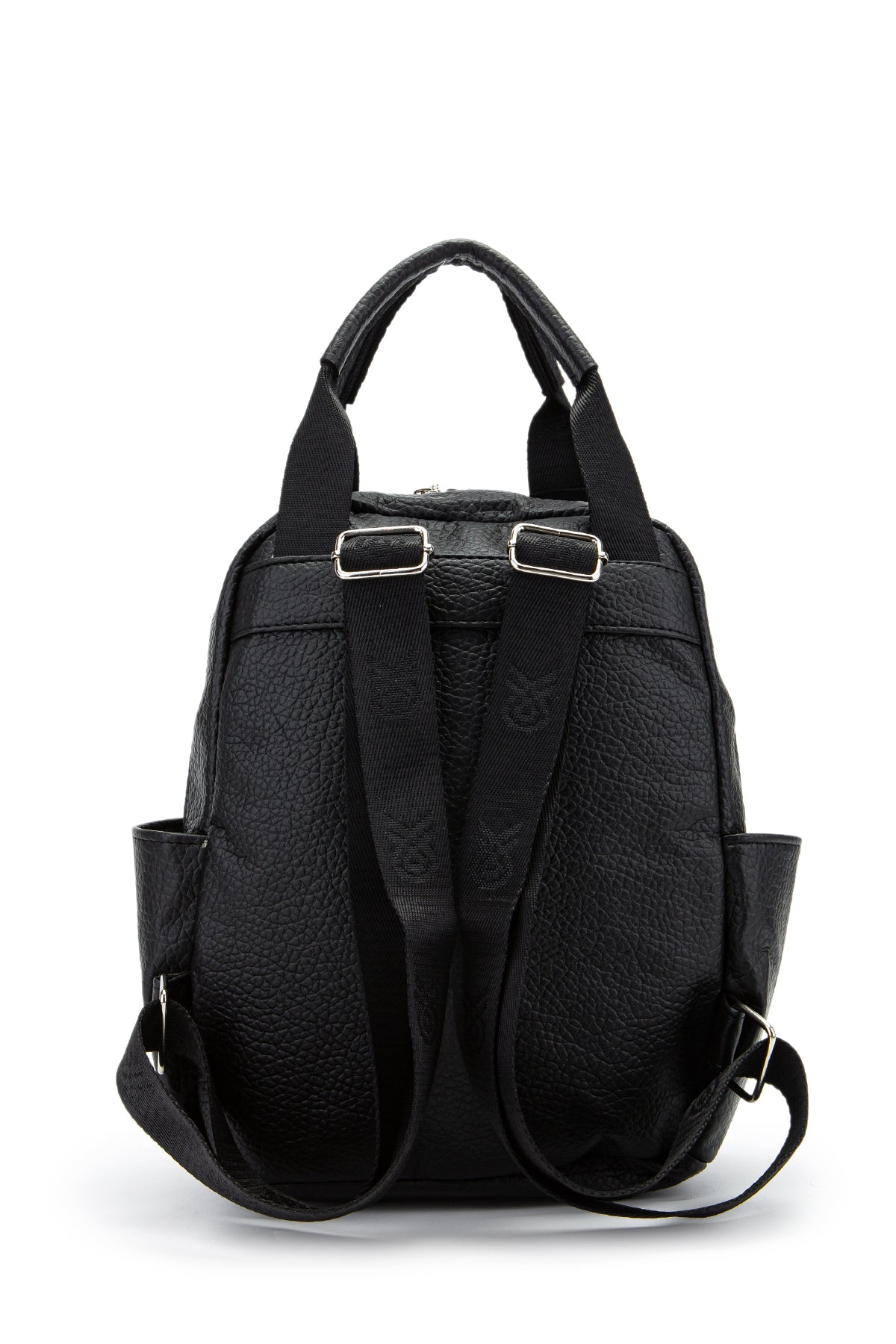 Çok Gözlü Suni Deri Bucky Sırt Çantası Siyah