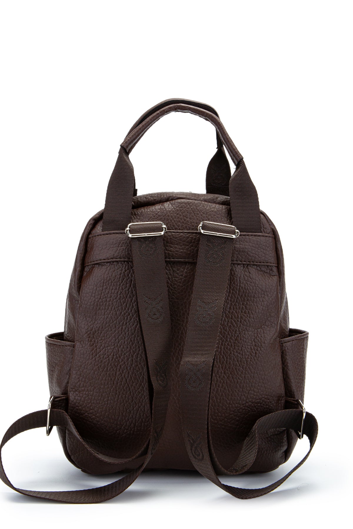 Çok Gözlü Suni Deri Bucky Sırt Çantası Kahverengi