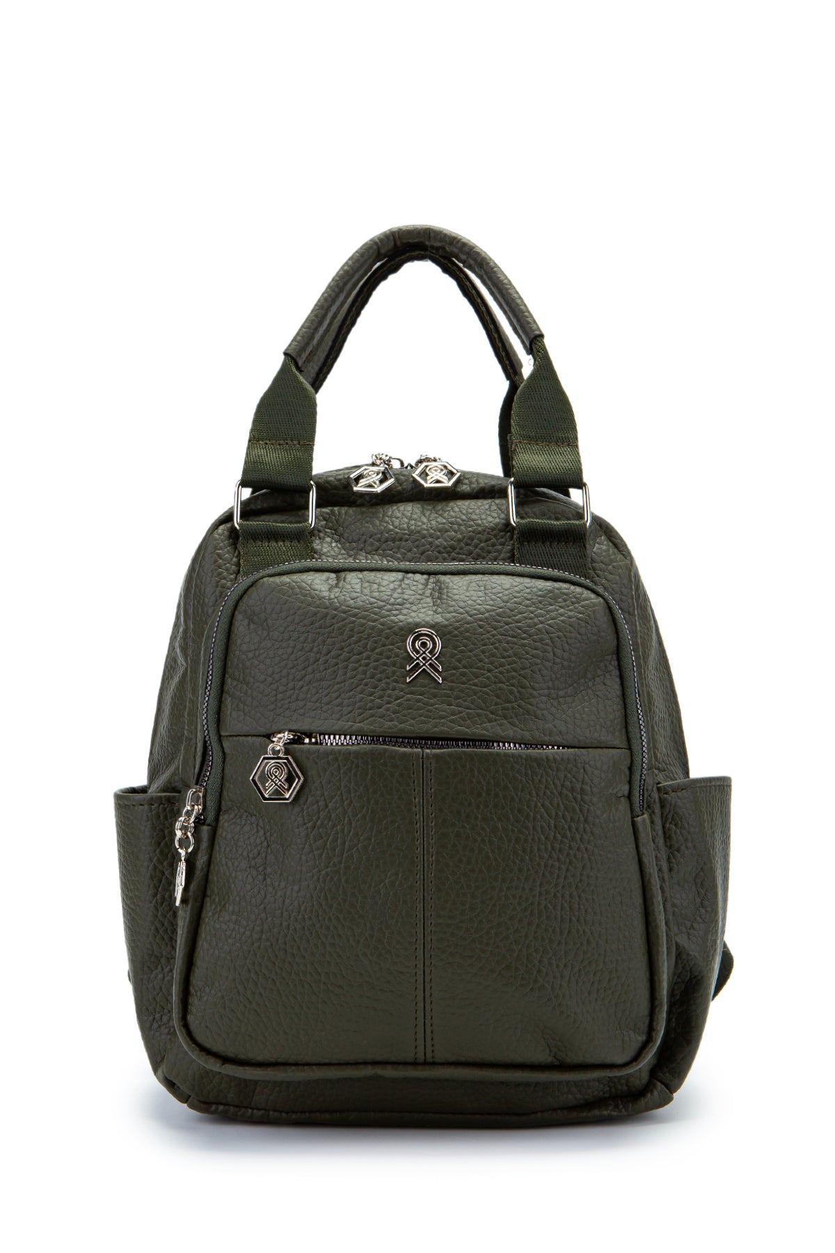 Çok Gözlü Suni Deri Bucky Sırt Çantası Haki