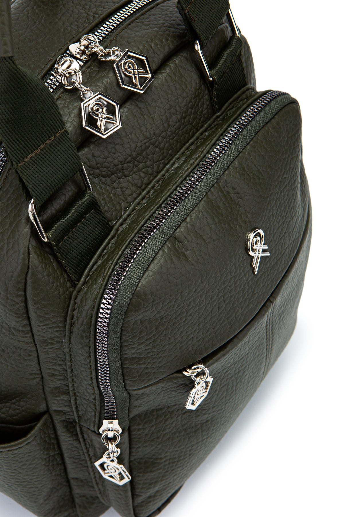 Çok Gözlü Suni Deri Bucky Sırt Çantası Haki