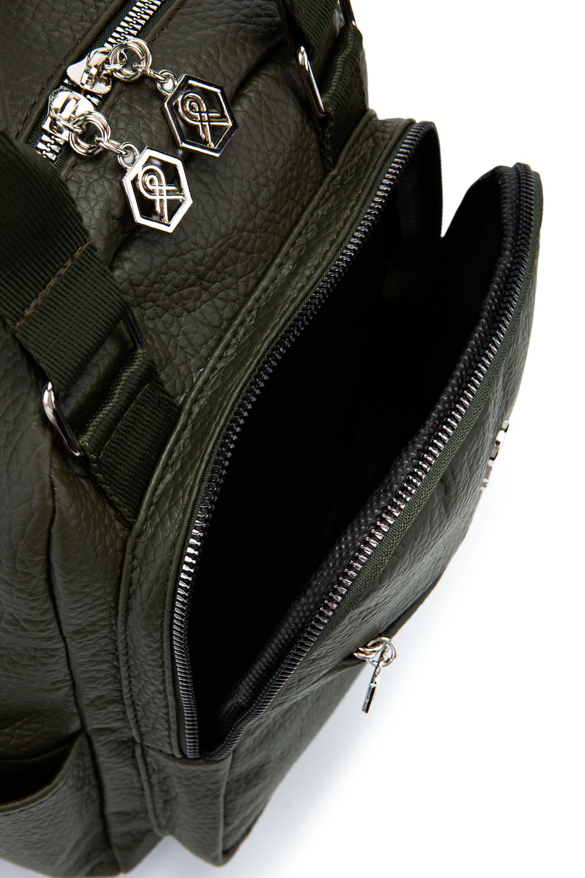 Çok Gözlü Suni Deri Bucky Sırt Çantası Haki