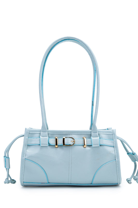 Kemer Detaylı Suni Kılçıllı Deri Kadın Kol Çanta Girls Mavi