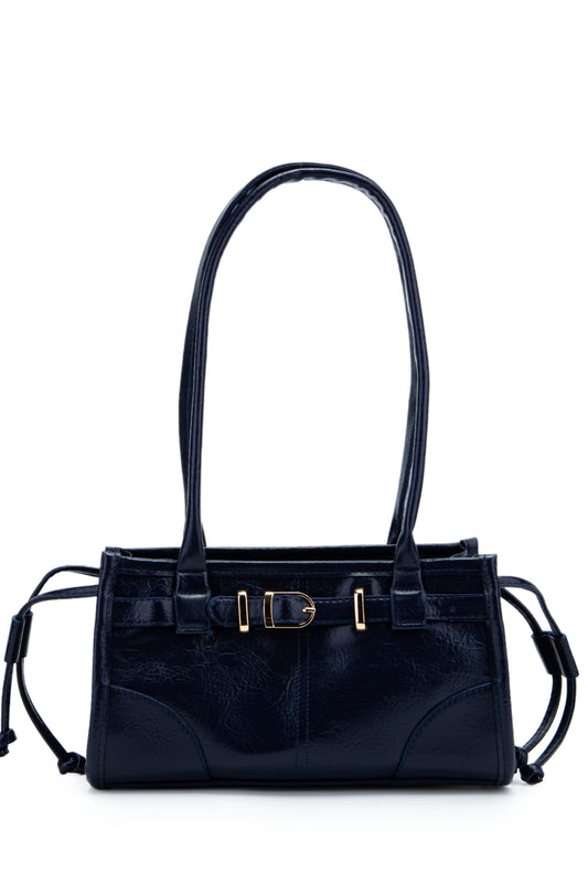 Kemer Detaylı Suni Kılçıllı Deri Kadın Kol Çanta Girls Lacivert