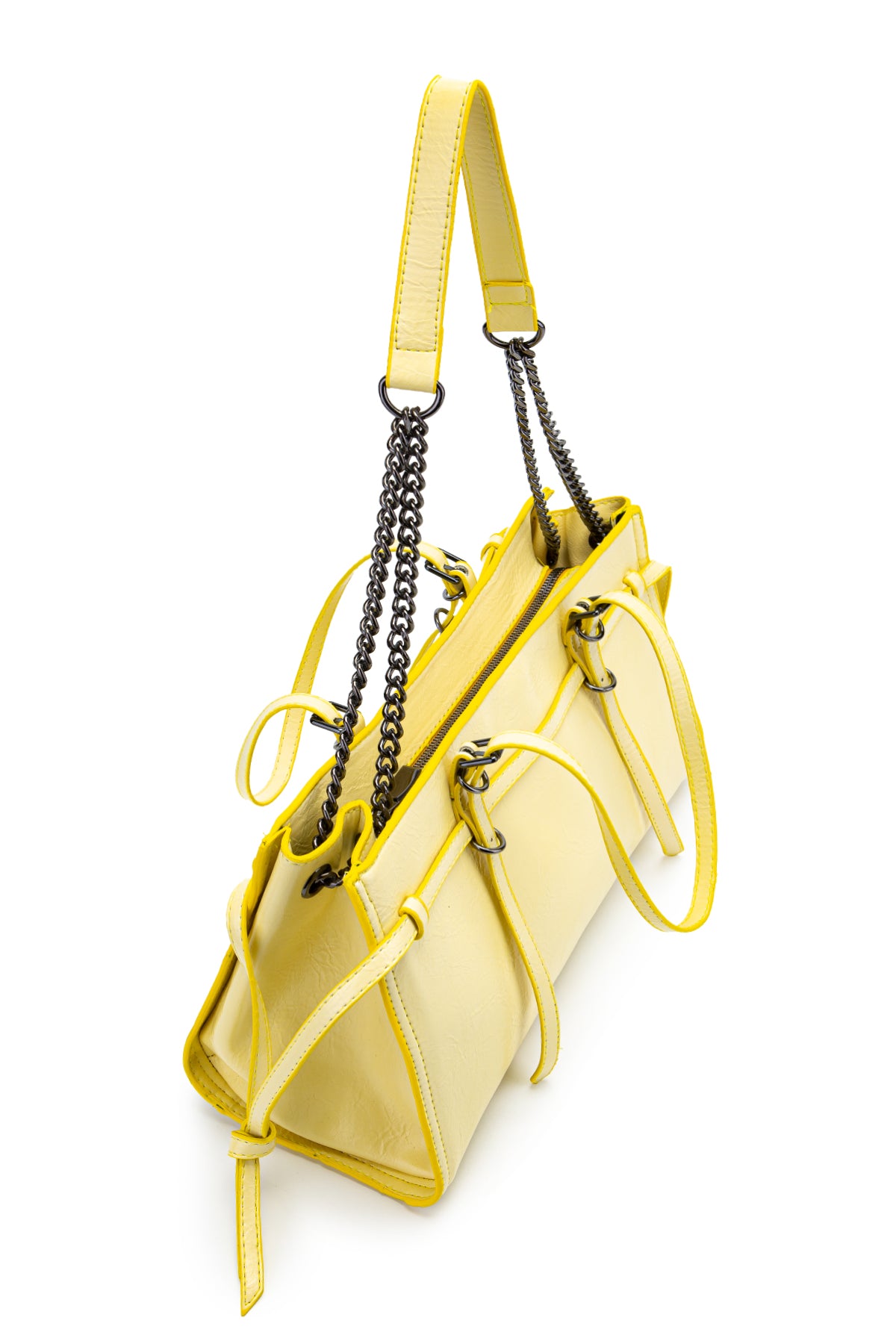 Siyah Zincir Detaylı Bonnie Kadın Kol Çanta Sarı