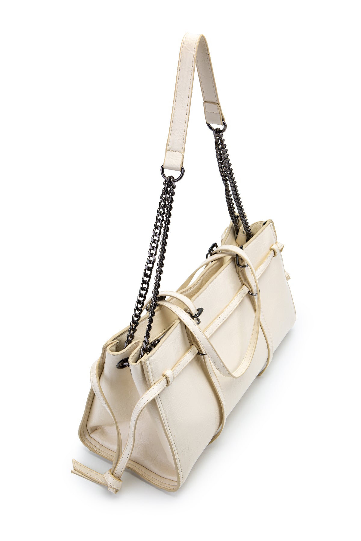 Siyah Zincir Detaylı Bonnie Kadın Kol Çanta Krem