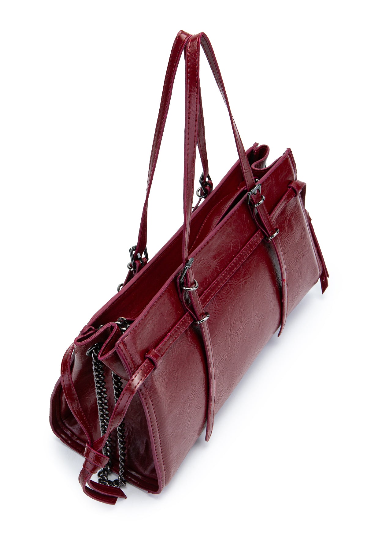 Siyah Zincir Detaylı Bonnie Kadın Kol Çanta Bordo