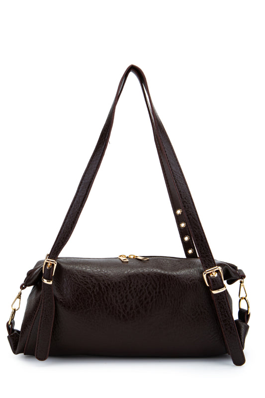 Kemer Askı Detaylı Zaral Kadın Kol Çantası Kahverengi