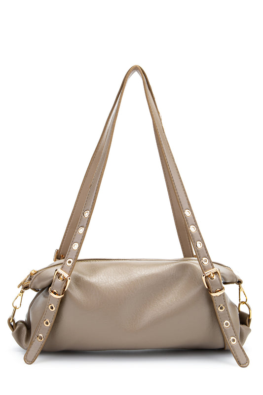 Kemer Askı Detaylı Zaral Kadın Kol Çantası Bej