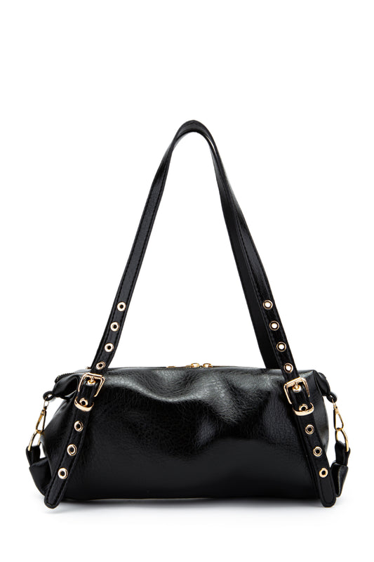 Kemer Askı Detaylı Zaral Kadın Kol Çantası Siyah