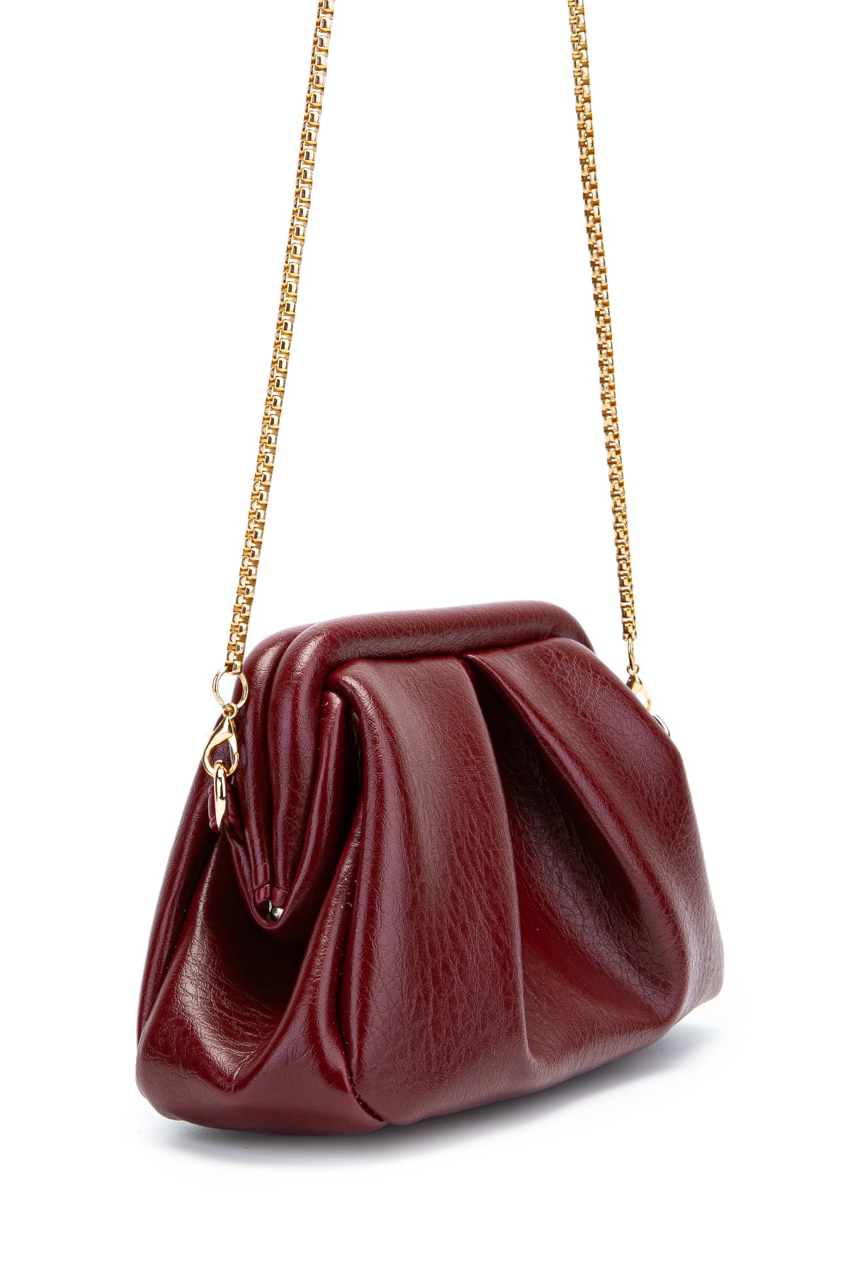 Clutch Form Uzun Askılı Degas Kadın Çapraz Çanta Bordo