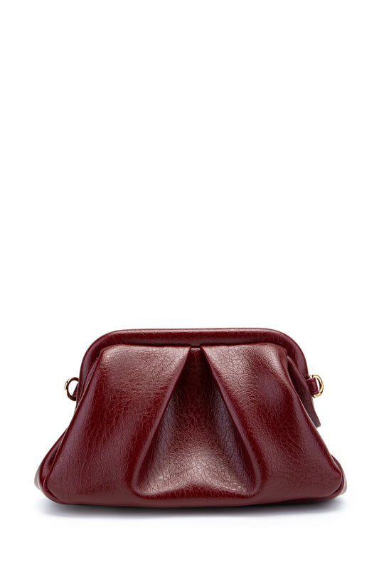 Clutch Form Uzun Askılı Degas Kadın Çapraz Çanta Bordo
