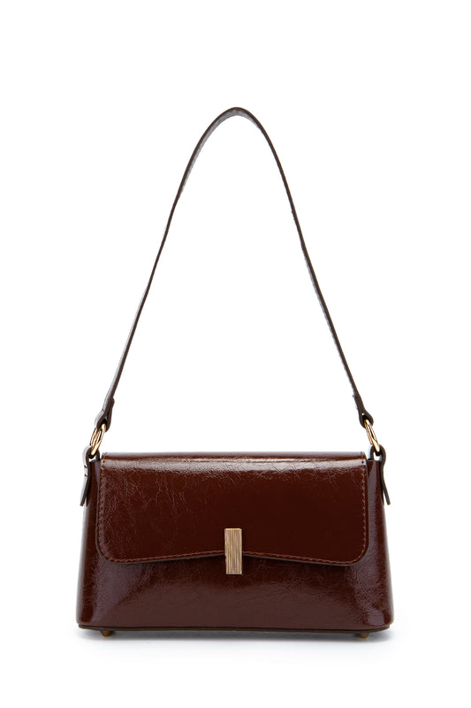 Kapaklı Baget Lara Kadın Kol Çanta Kahverengi