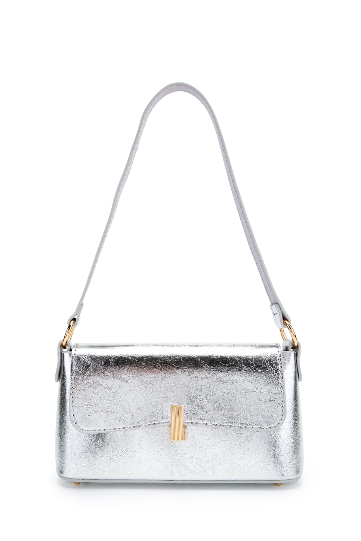 Kapaklı Baget Lara Kadın Kol Çanta Gümüş