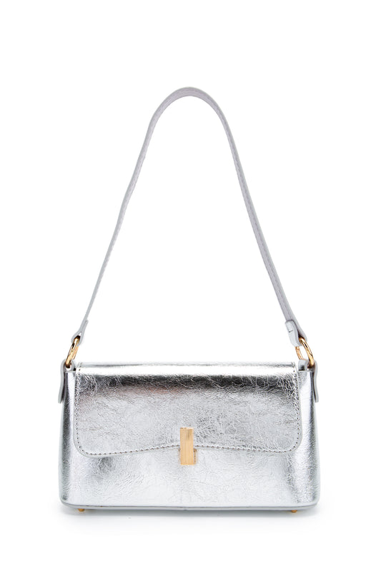 Kapaklı Baget Lara Kadın Kol Çanta Gümüş