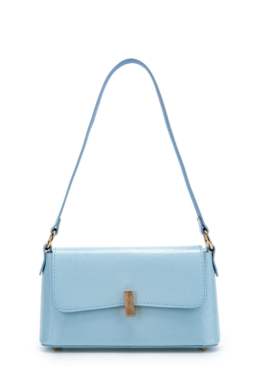 Kapaklı Baget Lara Kadın Kol Çanta Mavi