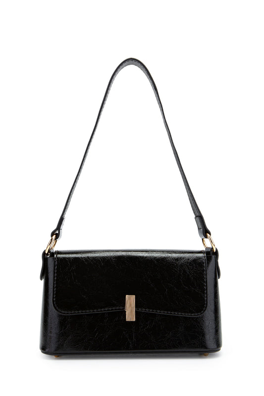 Kapaklı Baget Lara Kadın Kol Çanta Düz Siyah