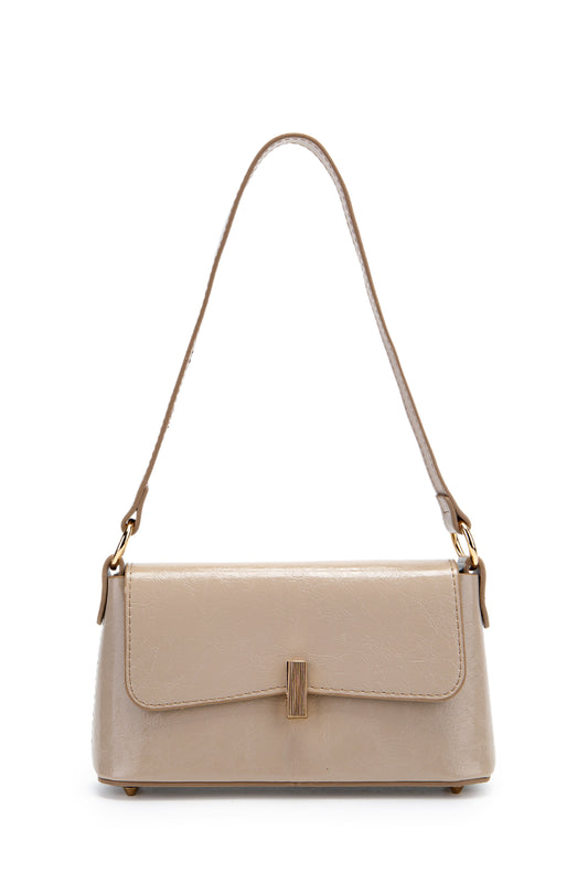 Kapaklı Baget Lara Kadın Kol Çanta Bej