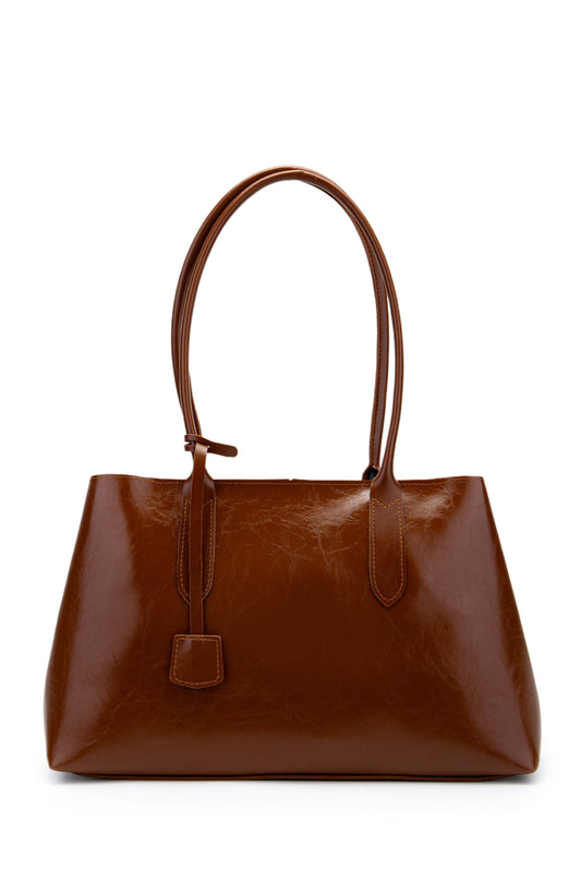 Deri Aksesuarlı Vegas Kadın Kol Çanta Taba