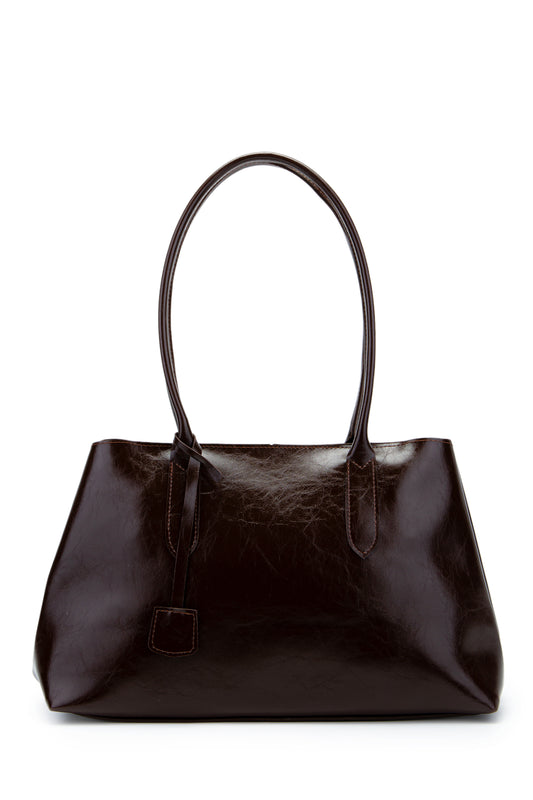 Deri Aksesuarlı Vegas Kadın Kol Çanta Kahverengi