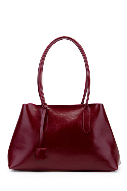 Deri Aksesuarlı Vegas Kadın Kol Çanta Bordo