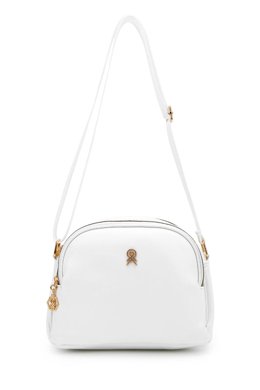 Fermuarlı Çok Göz Willson Kadın Çapraz Çanta Beyaz