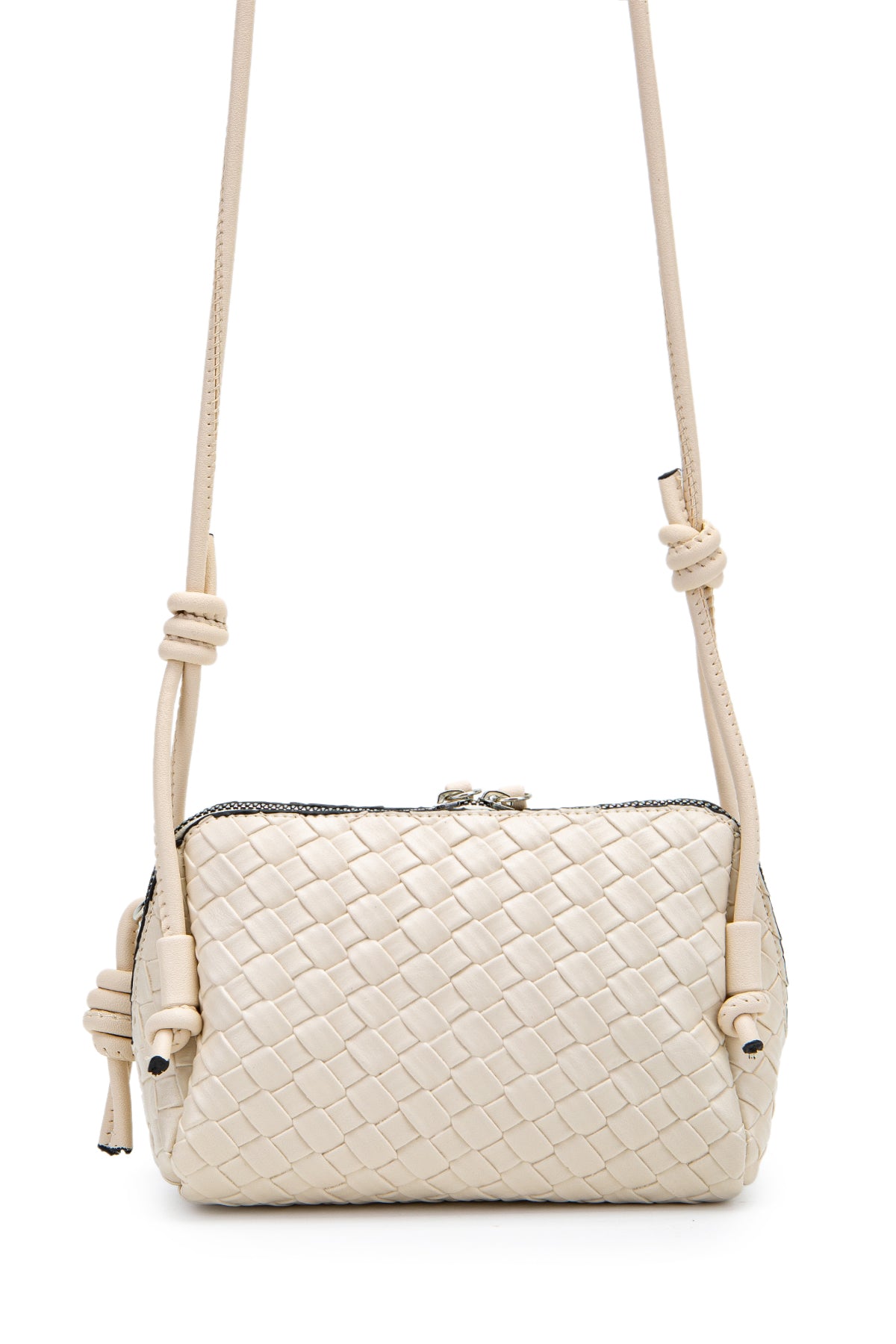 Örgü Desenli Ayarlanabilir Askılı Bliss Kadın Çapraz Çanta Krem