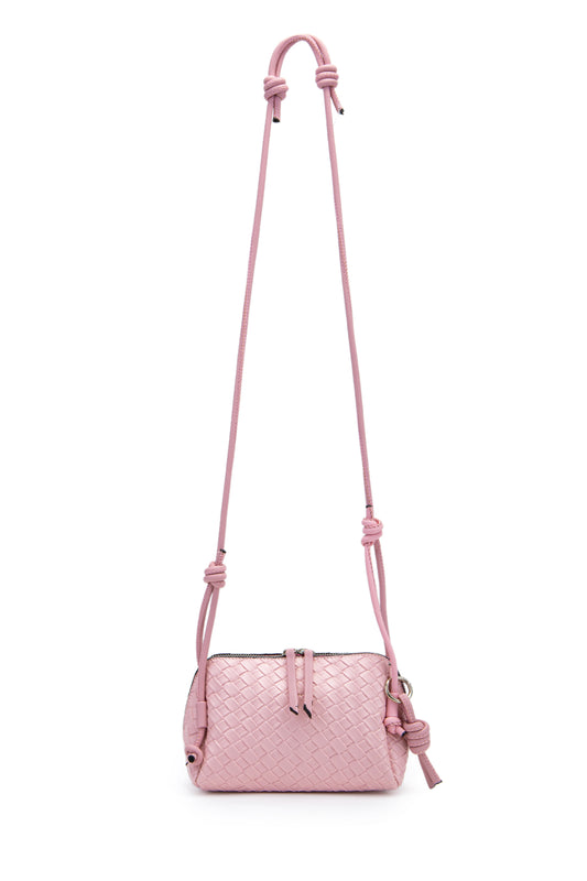Örgü Desenli Ayarlanabilir Askılı Bliss Kadın Çapraz Çanta Pudra