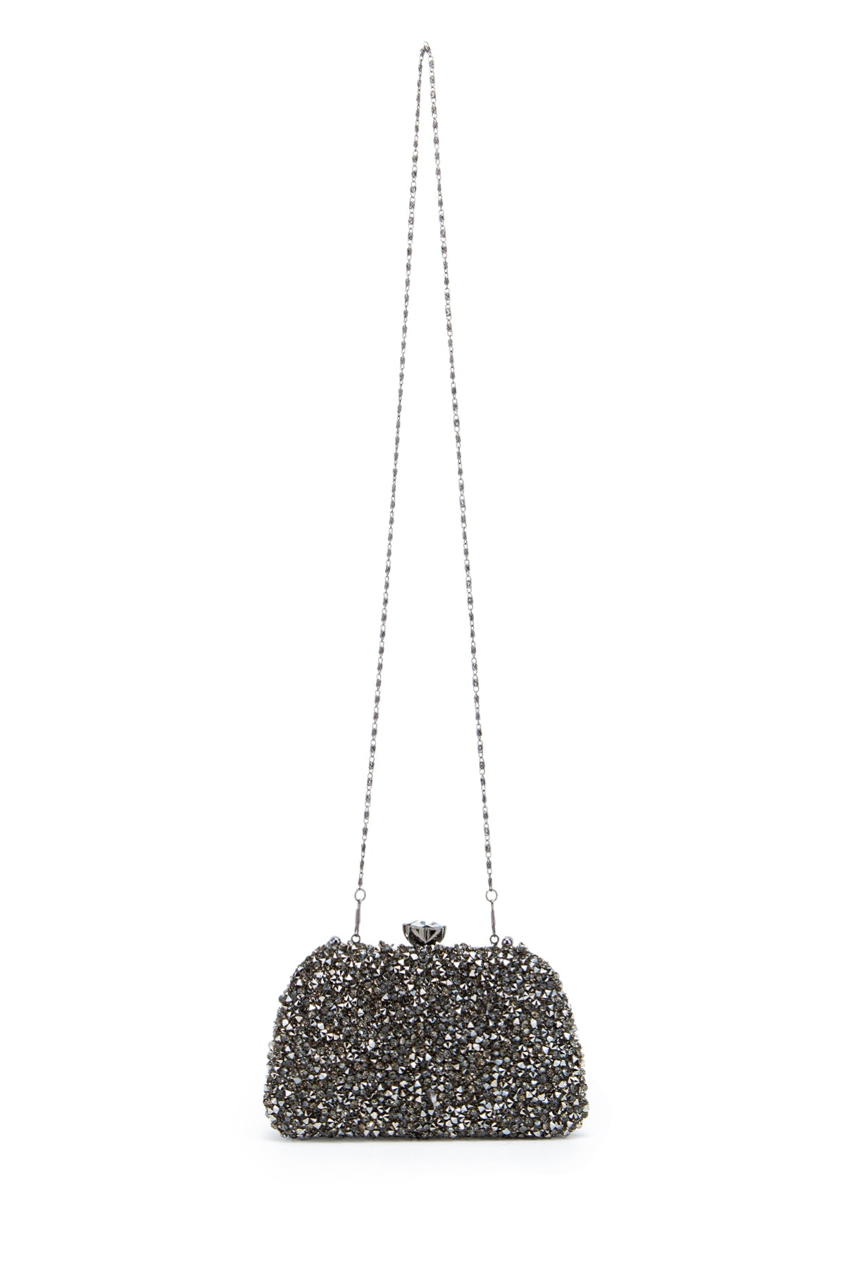 Çiçek Tasarımlı Kadın Abiye Çanta Lahey Antrasit