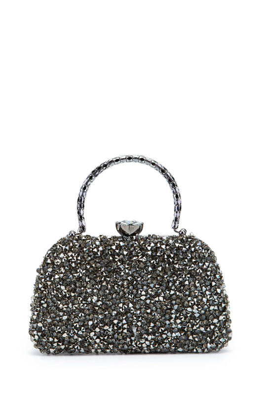 Çiçek Tasarımlı Kadın Abiye Çanta Lahey Antrasit