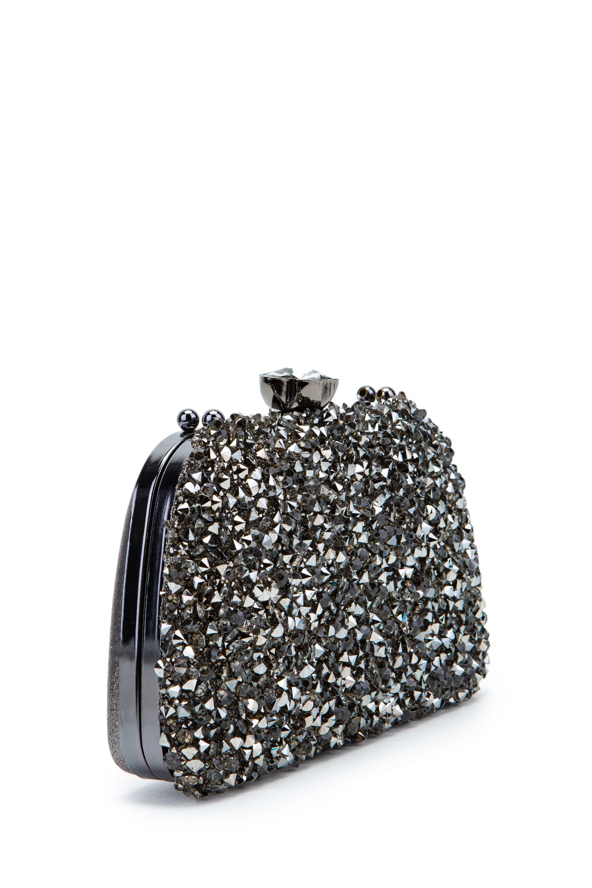 Çiçek Tasarımlı Kadın Abiye Çanta Lahey Antrasit