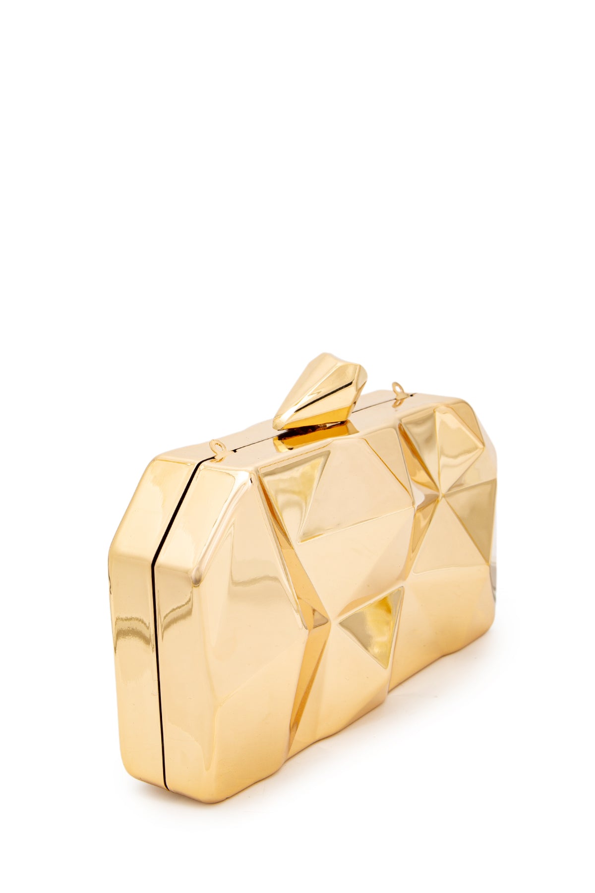 Piramit Model Clutch Kadın Abiye Çanta Belize Gold