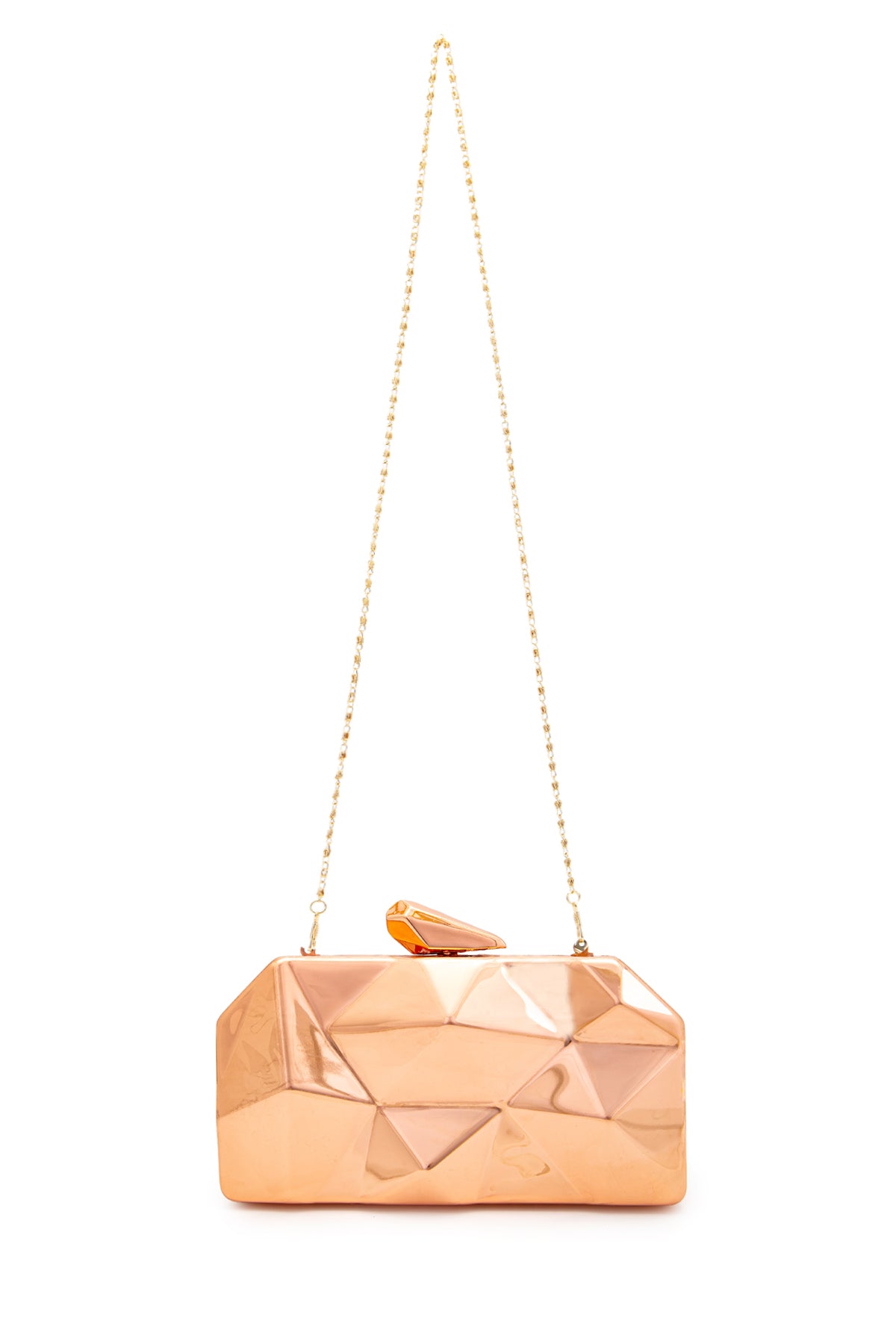 Piramit Model Clutch Kadın Abiye Çanta Belize Platin