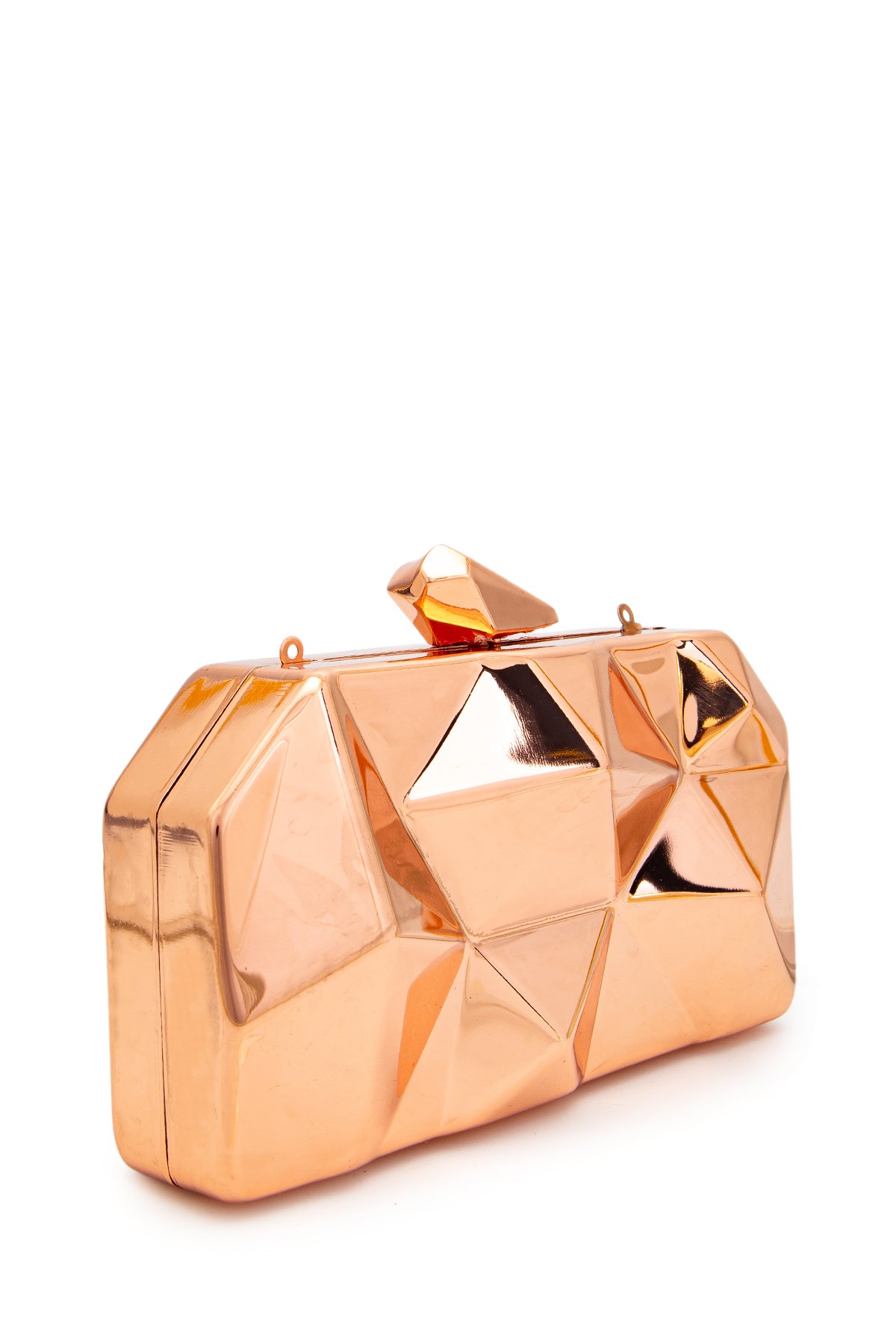 Piramit Model Clutch Kadın Abiye Çanta Belize Platin