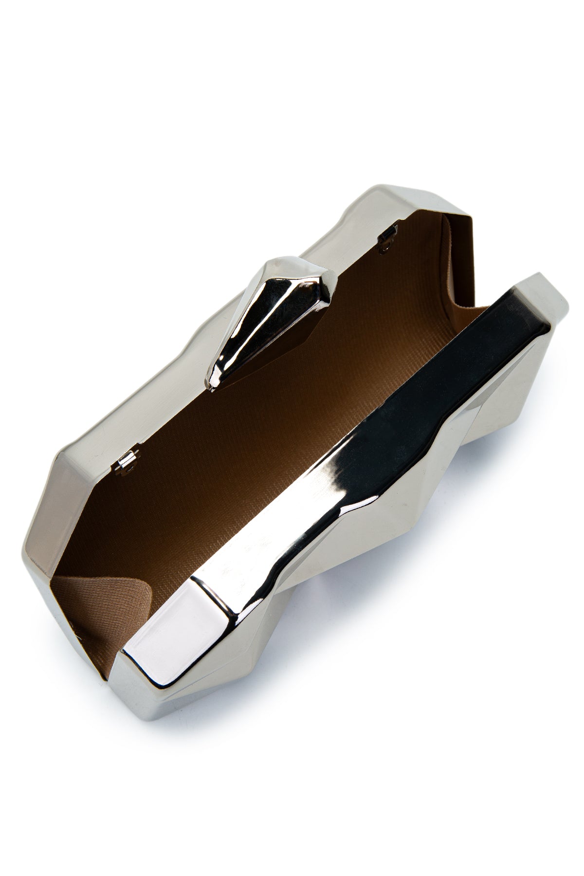 Piramit Model Clutch Kadın Abiye Çanta Belize Gümüş
