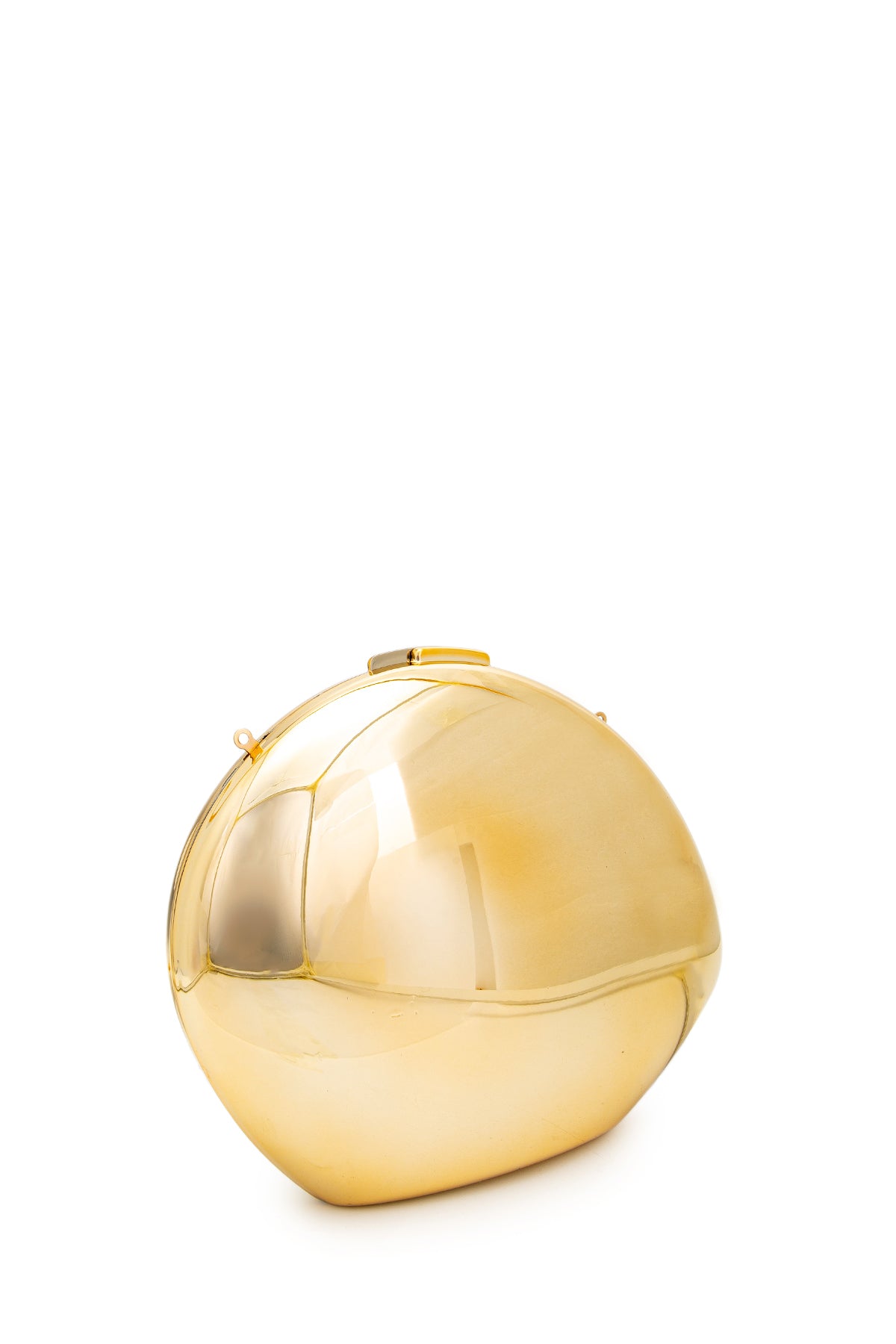 Ayna Yüzeyli Oval Form Clutch Kadın Abiye Çanta Delhi Gold