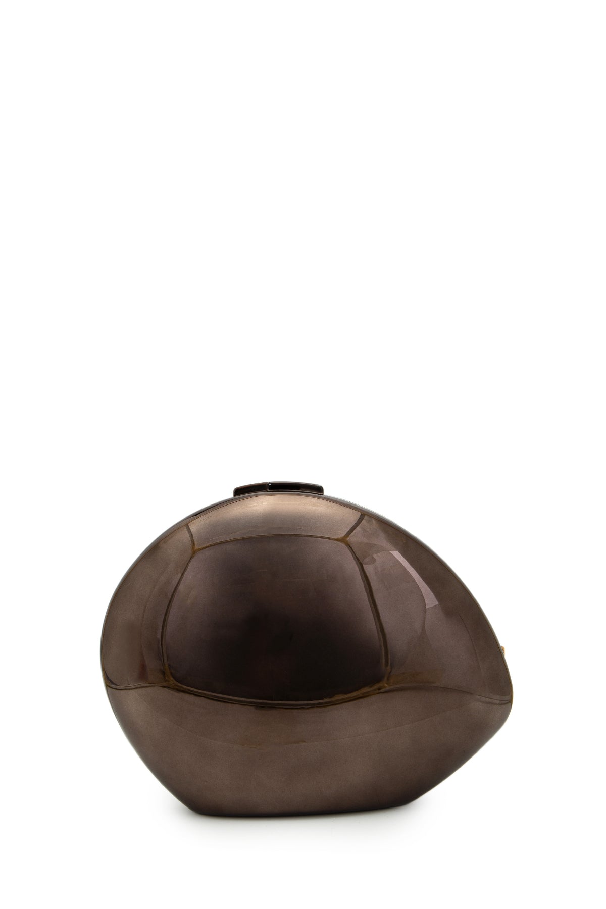 Ayna Yüzeyli Oval Form Clutch Kadın Abiye Çanta Delhi Antrasit