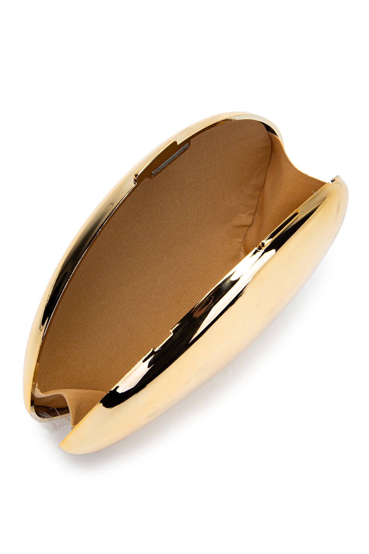 Ayna Yüzeyli Oval Form Clutch Kadın Abiye Çanta Delhi Gold