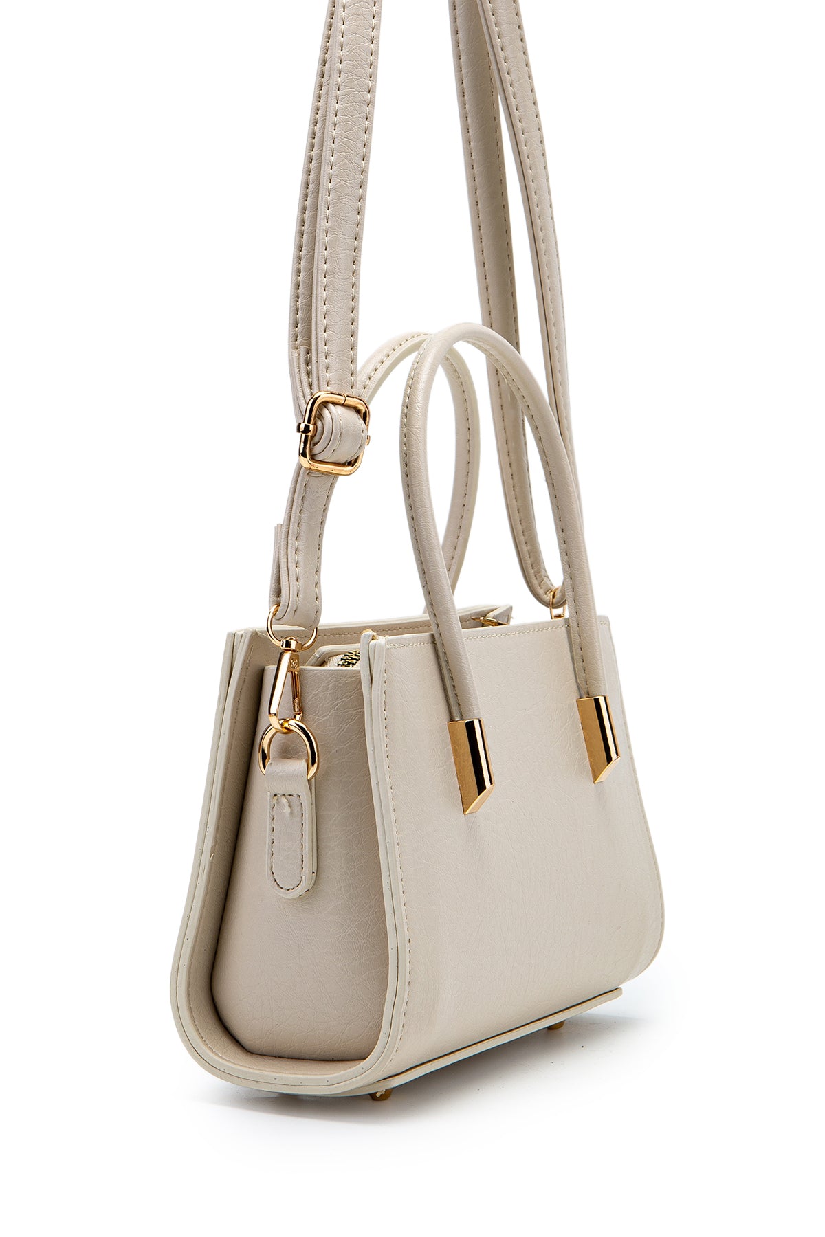 Gold Detay Sabit Askılı Kadın Çapraz Çanta Siena Krem