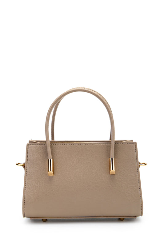 Gold Detay Sabit Askılı Kadın Çapraz Çanta Siena Vizon