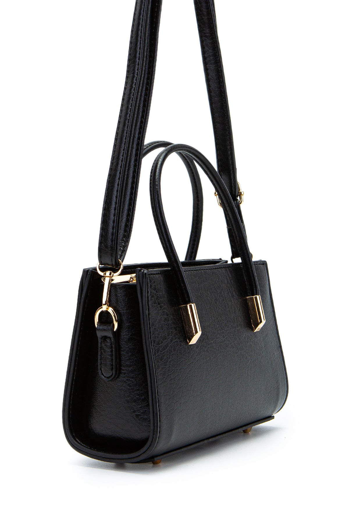 Gold Detay Sabit Askılı Kadın Çapraz Çanta Siena Düz Siyah